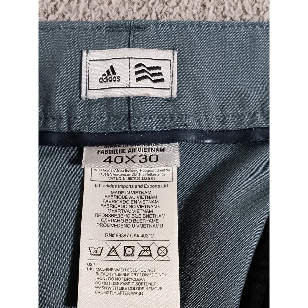 Adidas Golf Pants Mens 40x30 Blue Gray Performance Flat Front Stretch